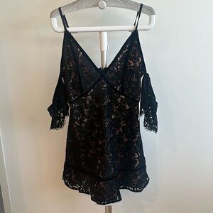 Black Lace Dress with Nude Underlay NWT medium party dress night out